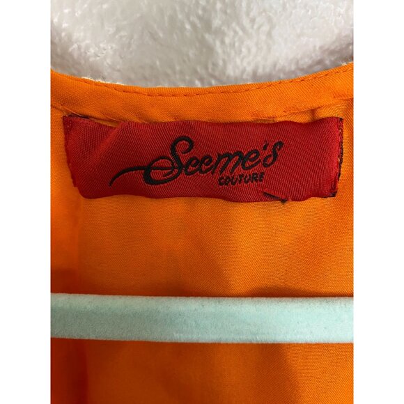 Seeme's Couture Womens‎ Orange Dress embroidered sleeveless - Picture 3 of 6